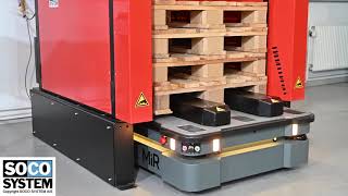 SOCO SYSTEM Pallet magazine integrated with MiR AMR