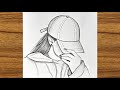 How to draw a girl with cap  girl drawing easy step by step  beautiful girl drawing for beginners