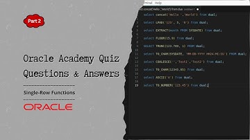Oracle Academy Quiz Part 2 🧩| Single Row Functions🎓| SQL Interview Questions