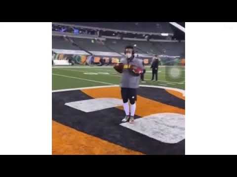 Juju Smith gets hit hard after dancing on bengals logo😂