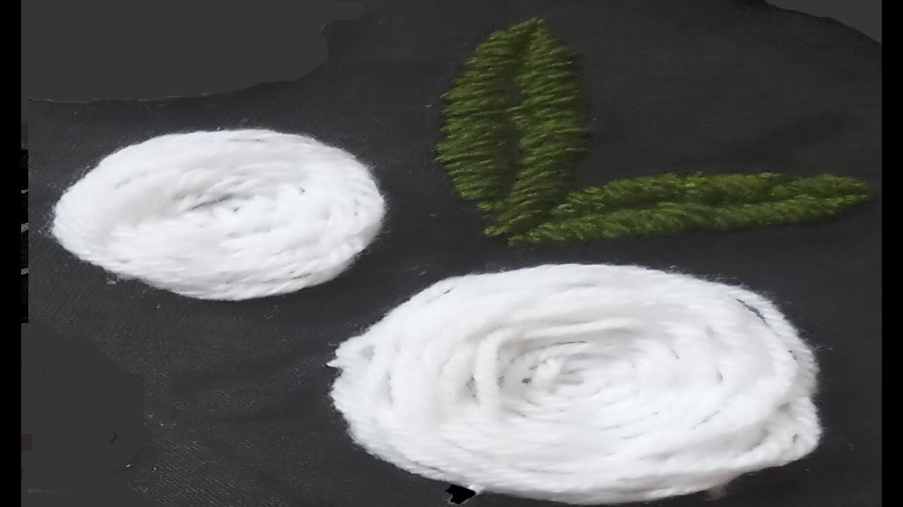 Rounded Rose flower with wool: just 50 seconds -try this - wool craft (Simple & the beautifulest)