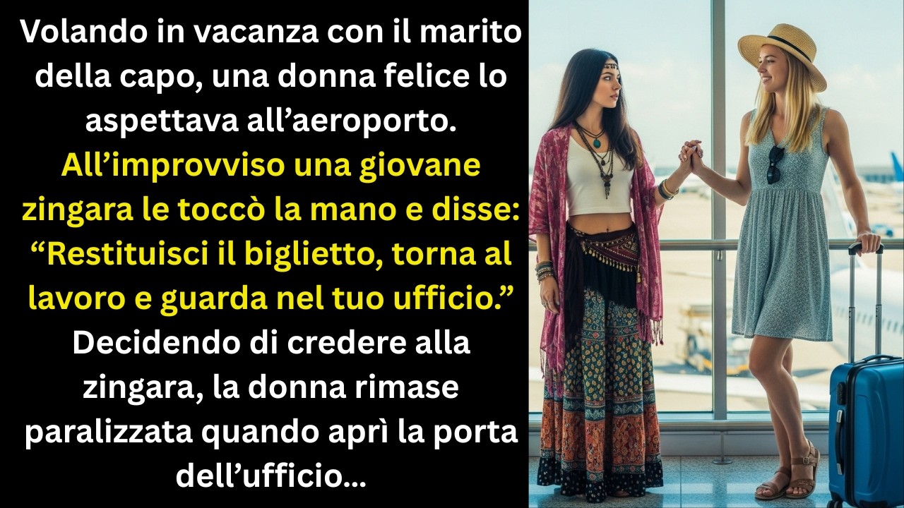 In vacanza con il marito della capo,la donna lo aspettava in aeroporto. Una zingara le toccò la mano