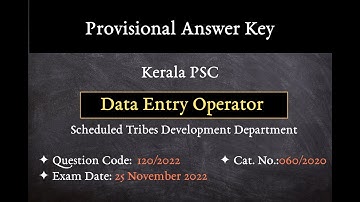 Kerala PSC Data Entry Operator Provisional Answer Key | 25/11/2022