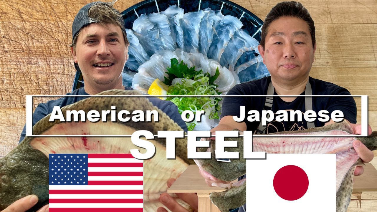 American or Japanese Steel To Fillet Turbot For Sashimi Plate
