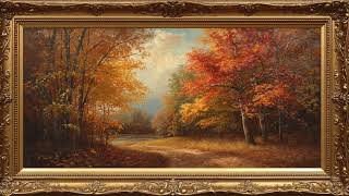 Golden autumn forest – 4k fall screensaver for frame tv | gold framed vintage landscape art screenshot 4