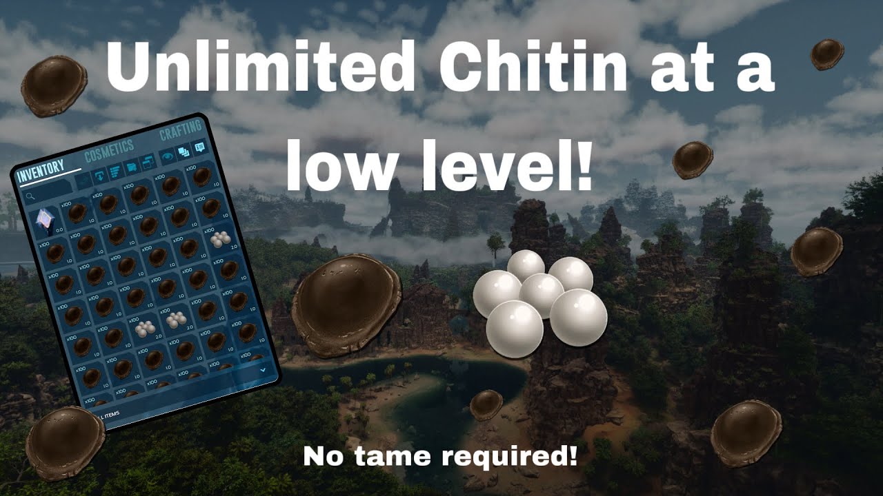 Ark Survival Ascended: How to get Chitin at a low level! (NO TAME NEEDED)