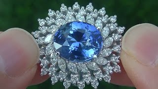 GIA Certified Natural Blue Sapphire Diamond 18k White Gold Engagement Ring 10.58 TCW - C633