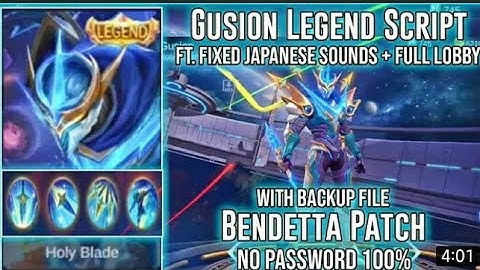 Gusion Legend Skin Script | JAPANESE VOICE | Real Voice + Lobby Background All Patch No Password