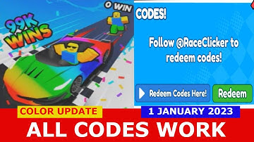 NEW UPDATE CODES [COLOR UPDATE] Race Clicker ROBLOX | ALL CODES | JANUARY 1, 2023