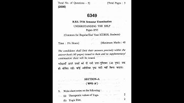 UNDERSTANDING THE SELF || PREVIOUS YR PAPER || B. ED. 4th SEM || OCTOBER 2020 ||