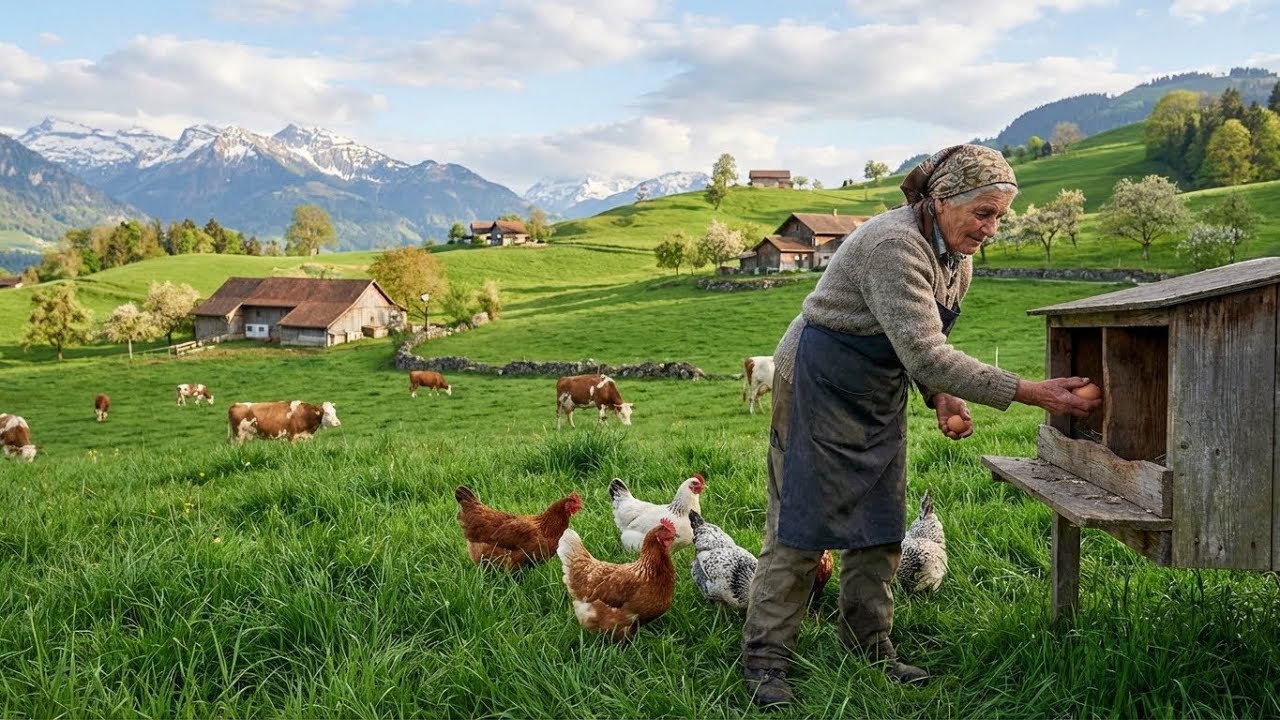 Peaceful Countryside Farming Life - A Simple Day Harvesting Crops in Nature
