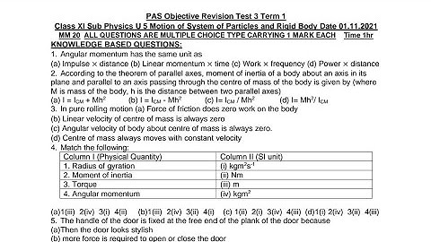 Test 3 Term 1 Class 11 Physics Solutions | Scholar Tutorial