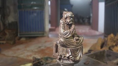 Tạc tượng Đạt Ma ngồi thiền từ chân bàn gỗ Trắc p1