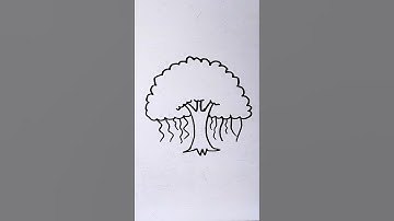 How to draw a banyan tree 😱 Easy Drawing #shorts