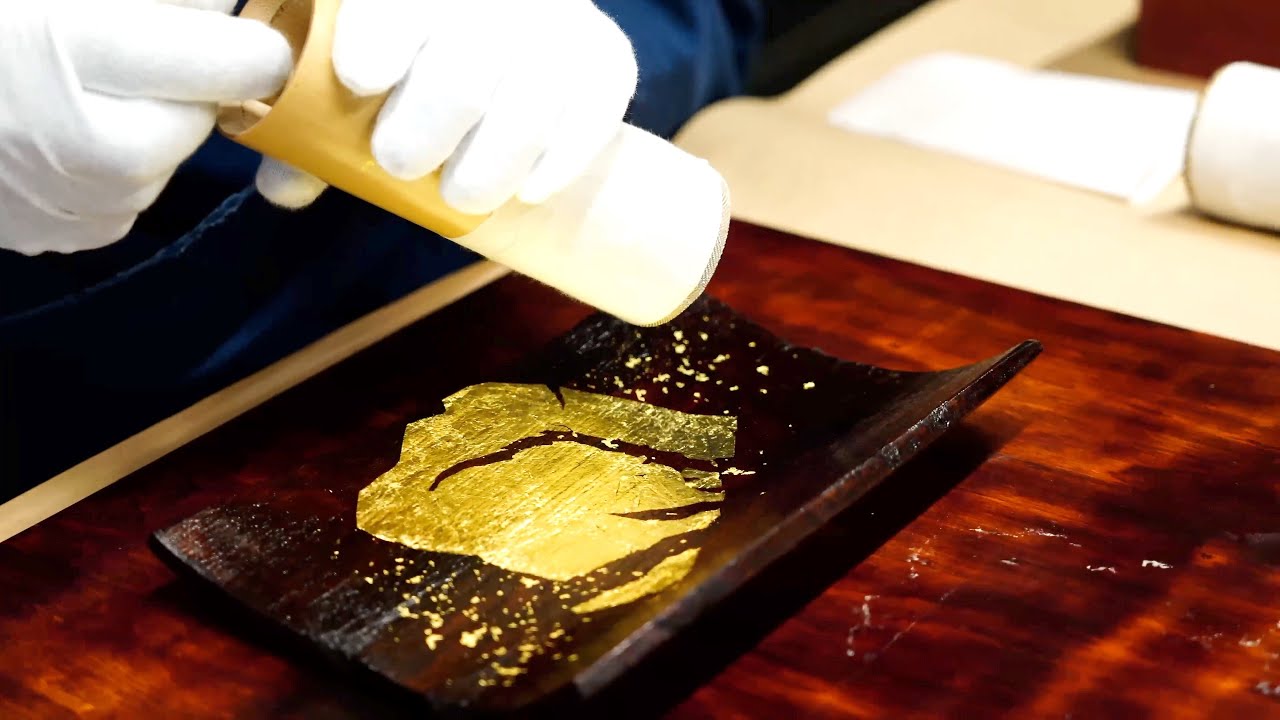 超稀少＊前畑 庫山窯 金欄更紗 角大鉢 高級品 伝統工芸品 金の大皿