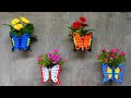 Recycle Plastic Bottles into Beautiful Butterfly Flower Pots Making for Garden | Garden Design