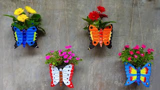 Recycle Plastic Bottles into Beautiful Butterfly Flower Pots Making for Garden | Garden Design