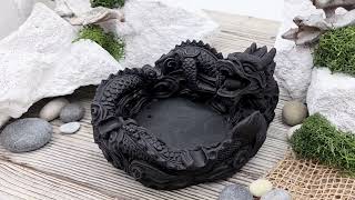 Шунгитовое блюдце Китайский дракон / Shungite saucer Chinese Dragon (арт. 232)