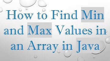 How to Find Min and Max Values in an Array in Java