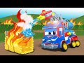 Video truk untuk anak-anak - Truk pemadam super dalam penyelamatan - Truk Super di Kota Mobil!