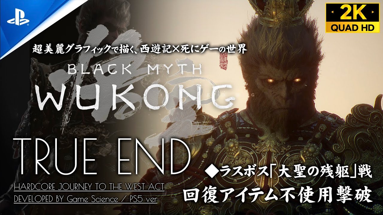 #30【全エンディング/黒神話：悟空 攻略】ボス「大聖の残躯」回復不使用撃破、新たなる孫悟空伝説【Black Myth: Wukong】