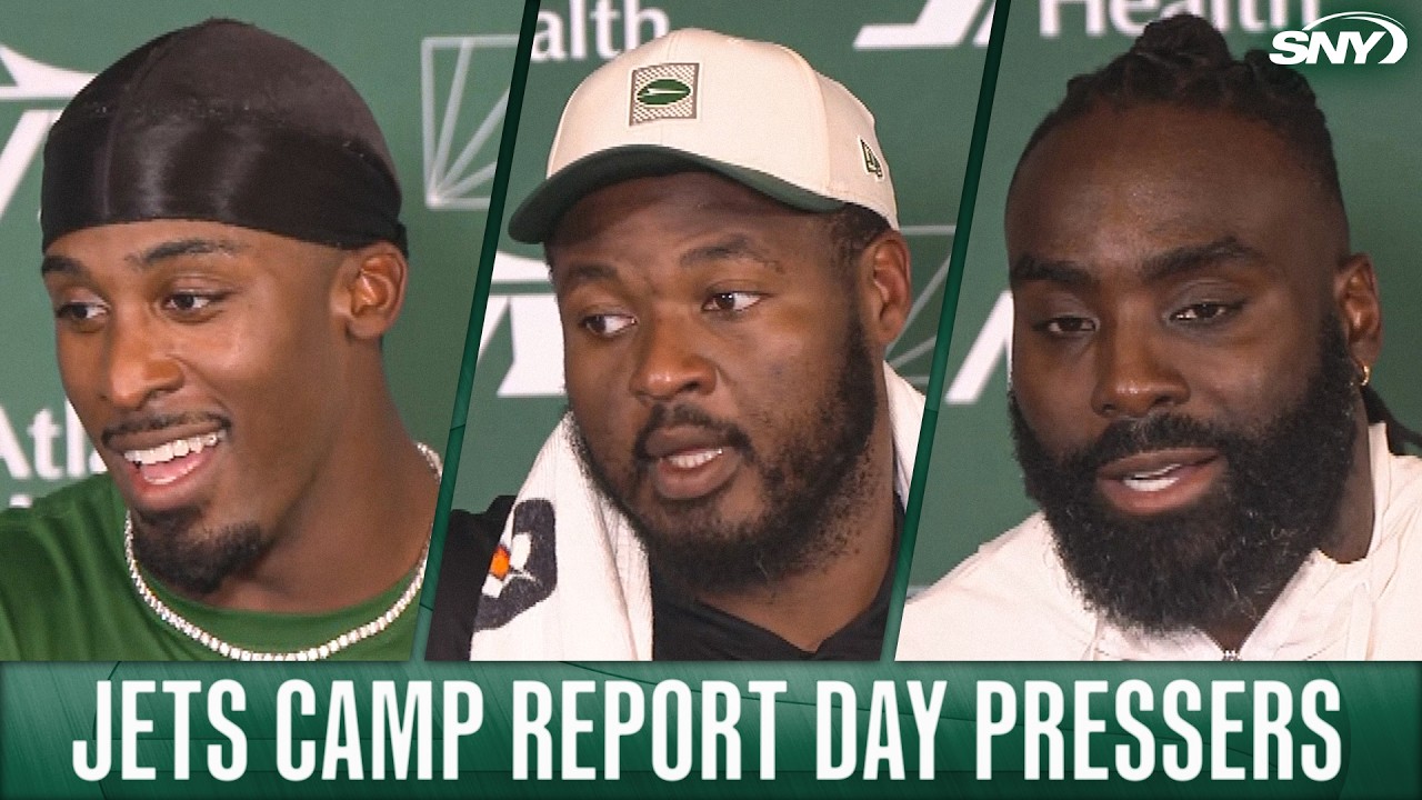 Breece Hall, Demario Davis, and David Onyemata speak as Jets reporting for training camp
