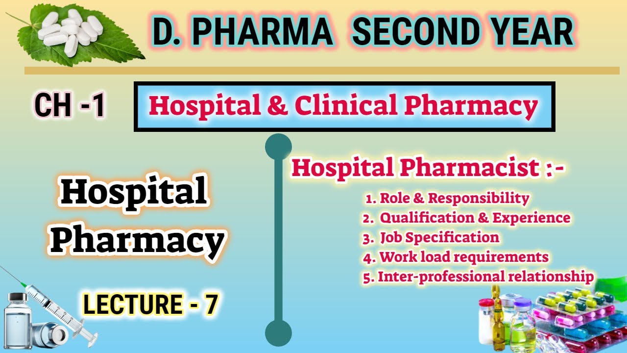 Hospital Pharmacist role, responsibility, qualification, job specification workload | CH-1 | L-7 |