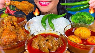 ASMR EATING SPICY CHICKEN BIRYANI,CHICKEN CURRY,RAITA,CHICKEN LEG PIECE *BIRYANI EATING*