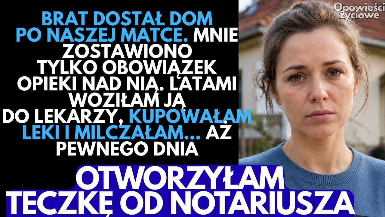 Siedziałam przy rodzinnym stole, gdy mama ogłosiła, że dom zapisuje bratu, a mnie daje starą makatkę i zeszyt z przepisami. "Ty zawsze byłaś sercem przy mnie" – powiedziała, a Robert dodał z...