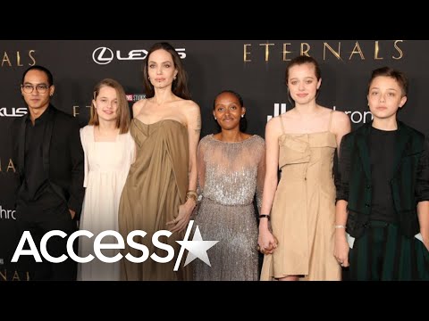 Angelina Jolie's Kids Upcycle Her Fashion For 'Eternals' Premiere