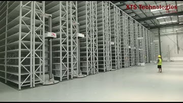AGV unloading stocks from ASRS rack in warehouse