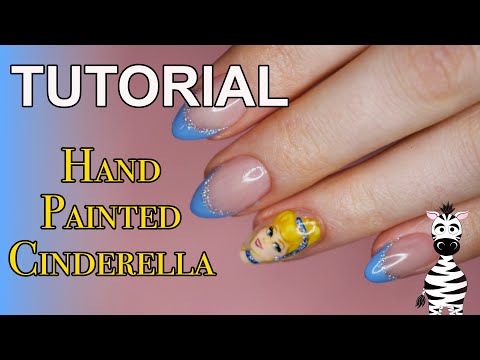 Hand Painted Cinderella Gel Nail Art Tutorial | Madam Glam School Of Glam