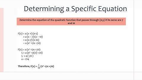 MCR3U/Grade 11 Functions: 3.7 Families of Quadratic Functions