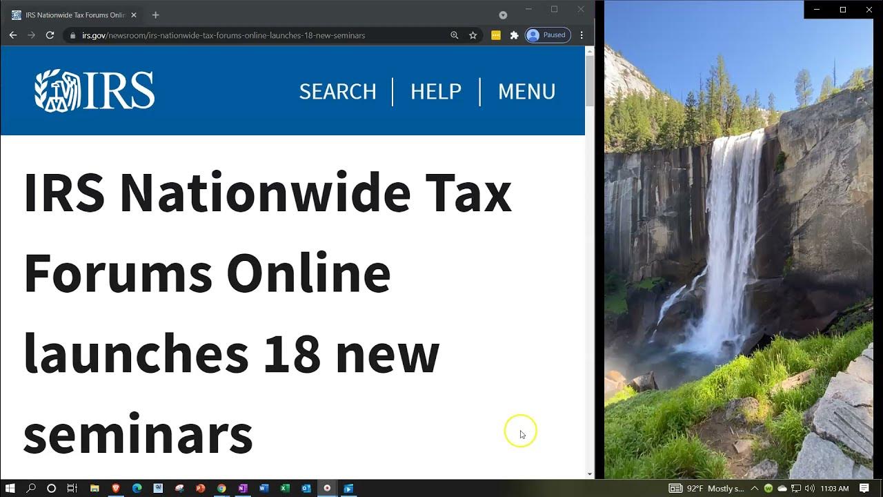 IRS Nationwide Tax Forums Online launches 18 new seminars YouTube