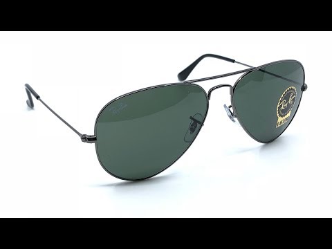 Ray-Ban RB3025 Aviator Classic Sunglasses Gunmetal, Green Classic G-15 Lenses 58mm (W0879 58-14)【4K】