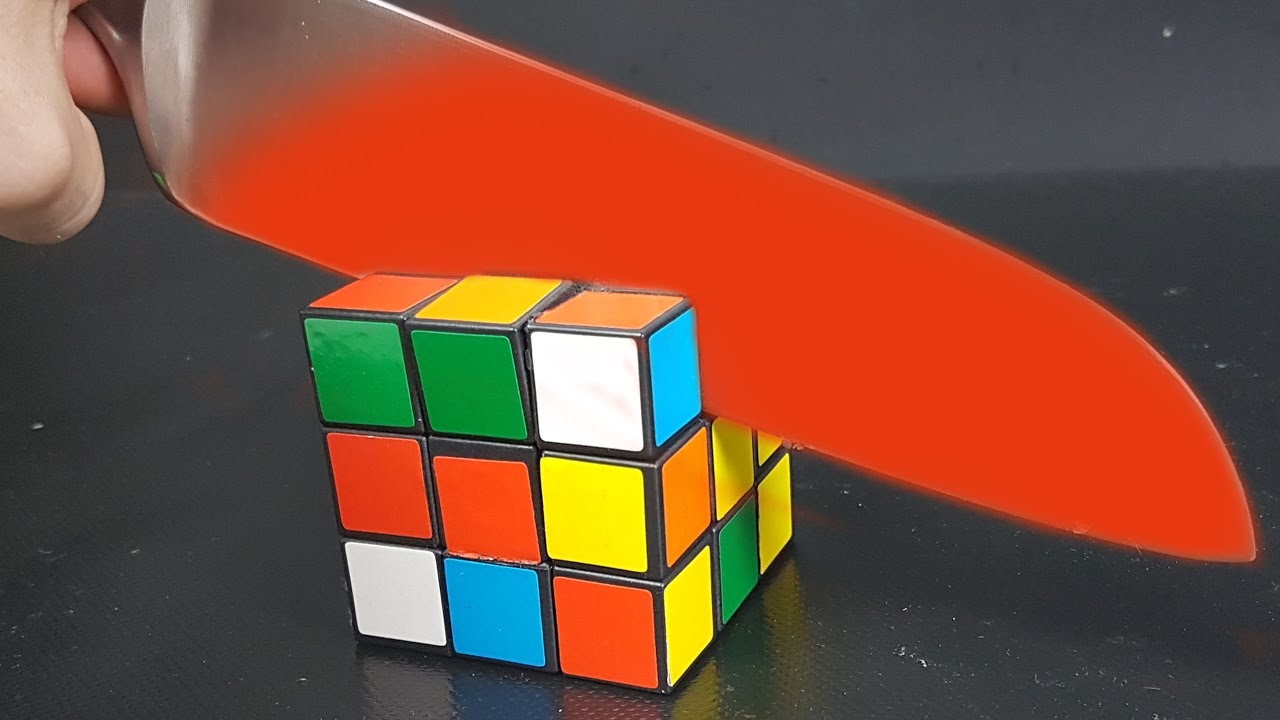 EXPERIMENT Glowing 1000 degree KNIFE vs RUBIK'S CUBE - YouTube