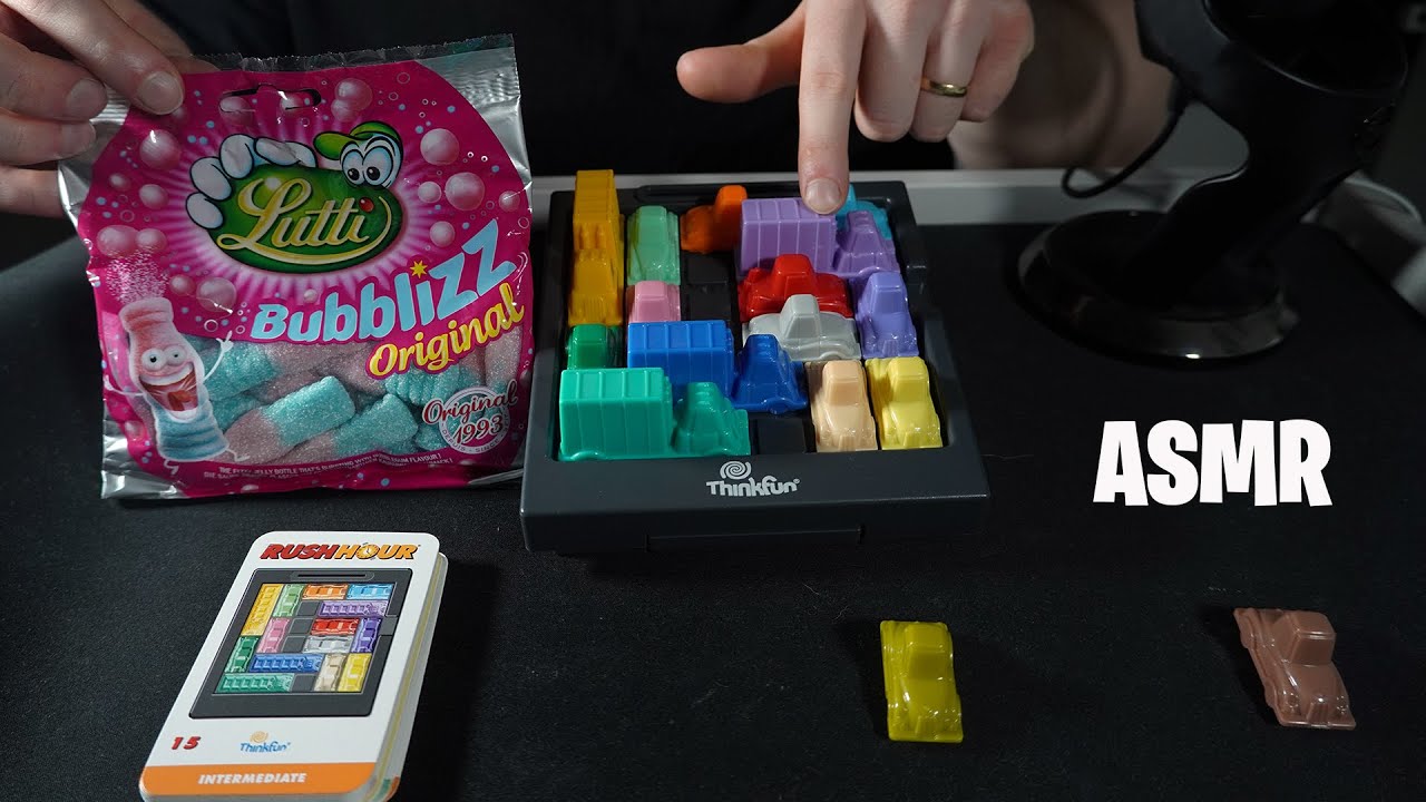 ASMR: RUSH HOUR PUZZLE & CHEWY SWEETS - SOFT WHISPERS