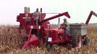 International 303 Combine Unloading On The Go With A Farmall Super M