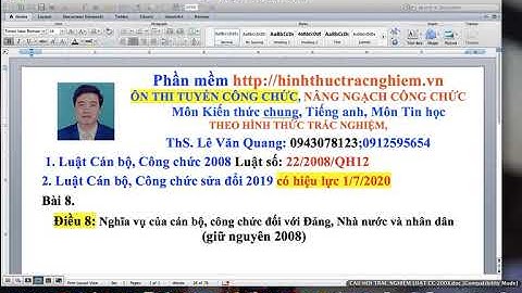 CÂU HỎI TRẮC NGHIỆM LUẬT CÁN BỘ CÔNG CHỨC 2008; 2019 ĐIỀU 8