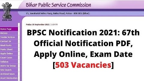 67th BPSC Official 2021 Official Notice | 503 Post 67th BPSC | Bihar Public Service Commission Exam