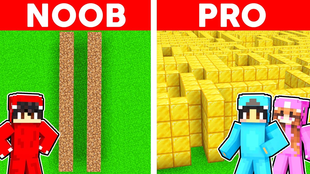 Minecraft NOOB vs PRO: GIANT MAZE BUILD CHALLENGE!