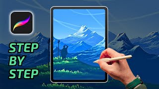 How to paint Mountains with Procreate - Easy Step by Step Tutorial