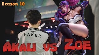 Faker - Akali vs Zoe Mid - Patch 10.1 LoL Season 10 KR Ranked | League of Legends Replays