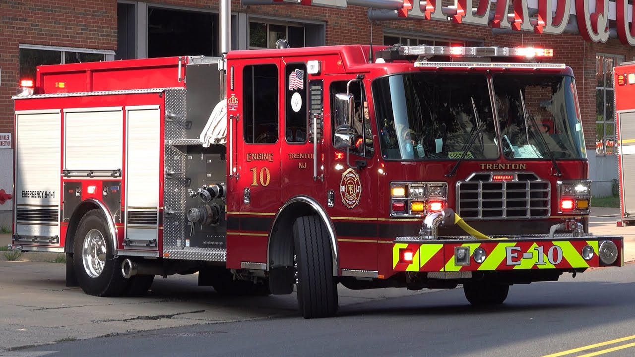 Trenton Fire Department BRAND NEW Engine 10, *NEW* Ladder 4, A4, and Rescue 1 Responding
