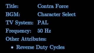 Famiclone Music: Contra Force; Contra 6; PAL Console; 50 Hz; BGM Character Select screenshot 3