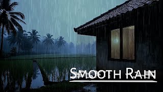 Super Heavy Rain To Sleep Immediately - Monsoon Rain on Clay Tile House by Rice Field for Insomnia