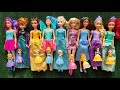 ASMR Most Popular Disney Princess Mattel Dolls lots of colorful rainbow Dresses unpacking toys