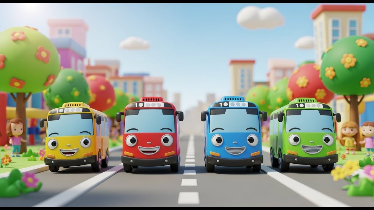 Four Little Toy Buses Beep Beep Beep | Nursery Rhymes for Kids & Baby Songs
