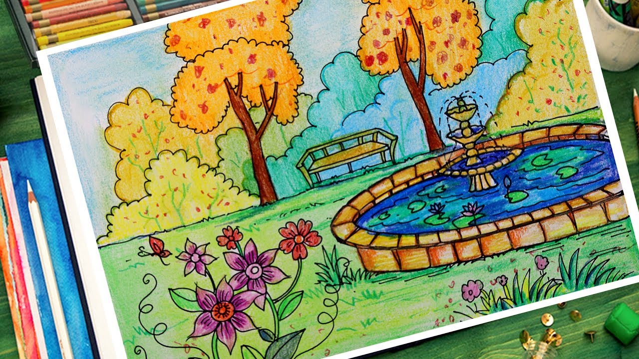 Garden Drawing Easy And Beautiful : Flower Garden Drawing For Class 4 ...