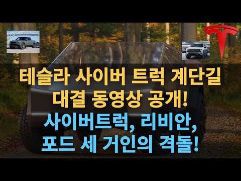 테슬라 사이버 트럭 계단길 대결 동영상 공개! 사이버트럭, 리비안, 포드 세 거인의 격돌!